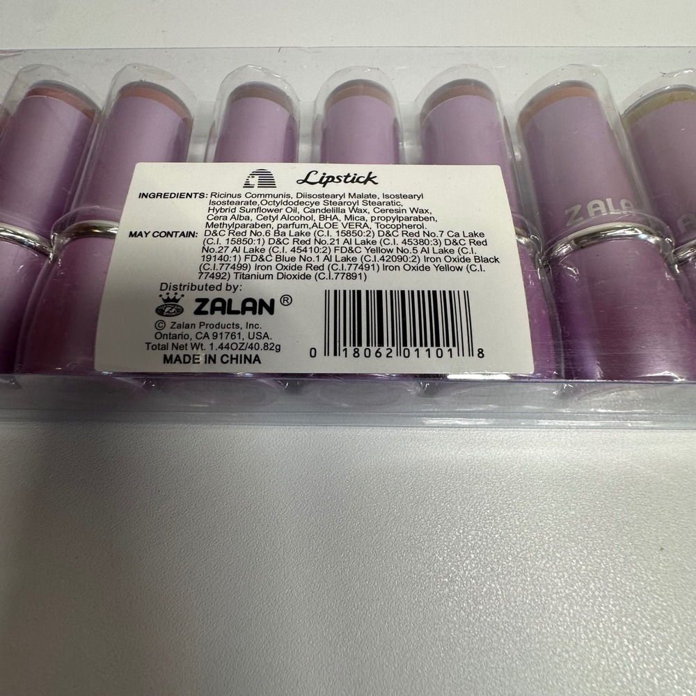Zalan Lipstick Set 12pc Multicolor New Aloe Vera Vitamin E Pro Color 1.44oz - Picture 8 of 8